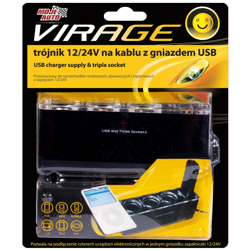 Moje Auto Virage 12/24V Tee on Cable with USB Socket